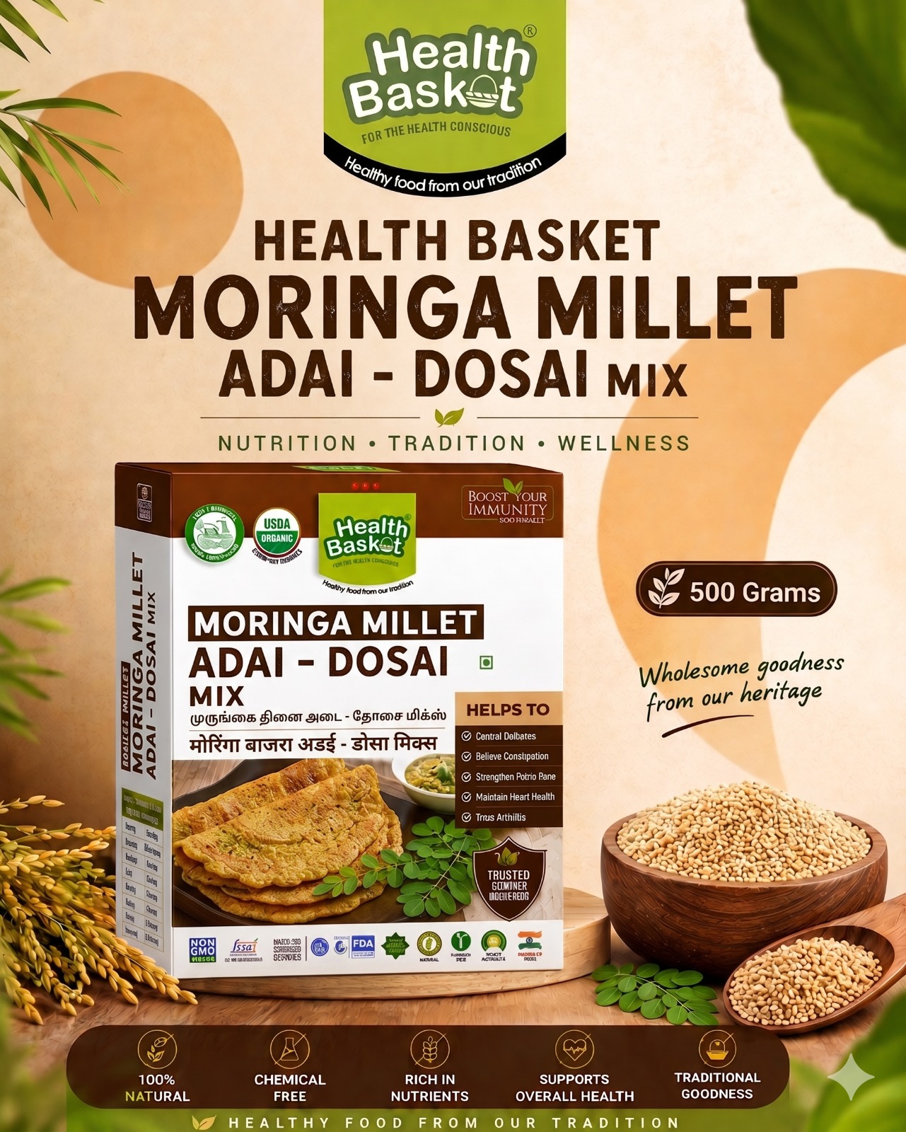 Moringa Millet Adai–Dosai Mix